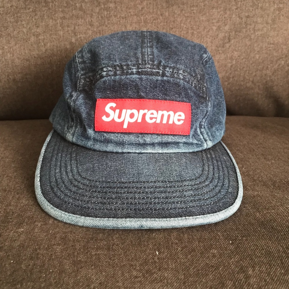 TRIED ON SUPREME DENIM CAMP HAT SS18